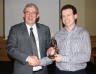 BBC Commentator and Football Guest Adrian McGuckin presents Reserve Footballer of the year to Michael Hardy
